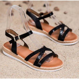 Weide Bequeme schwarze Sandalen 1