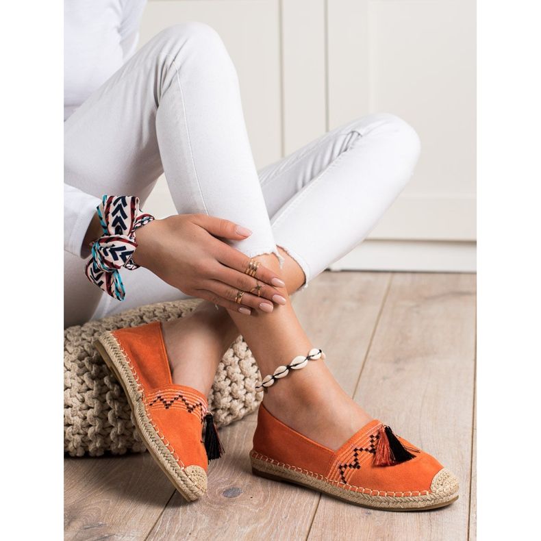 Best Shoes Modische Espadrilles mit Ornamenten orange 1