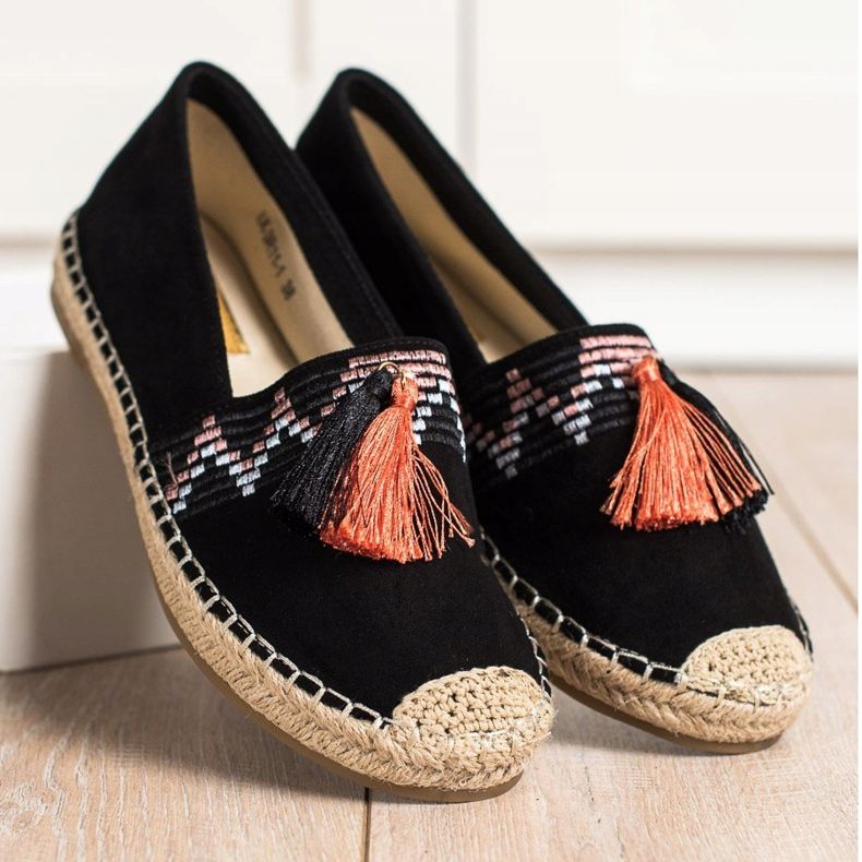 Best Shoes Modische Espadrilles mit Ornamenten schwarz 2