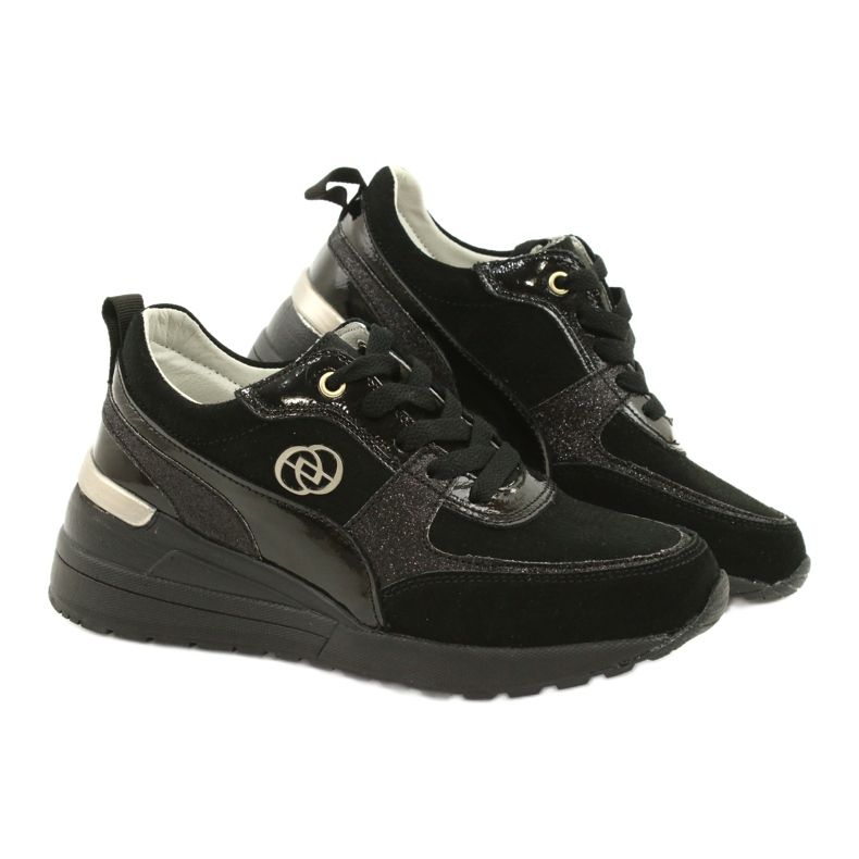 Evento Damen-Sneaker aus Leder mit Keilabsatz 21PB08-3954 Schwarz 4