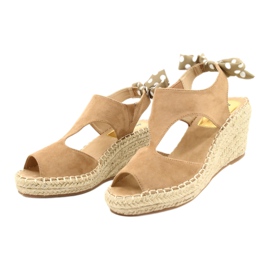 Beigefarbene Espadrille-Sandalen für Damen mit Schleife Jezzi 21SD98-3593 1