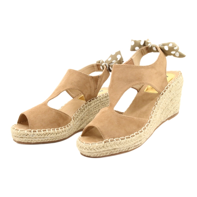 Beigefarbene Espadrille-Sandalen für Damen mit Schleife Jezzi 21SD98-3593 1
