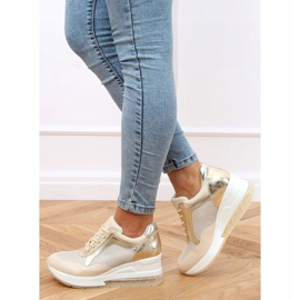Sportschuhe auf einem versteckten Keil beige und gold RQ288 Beige golden 1