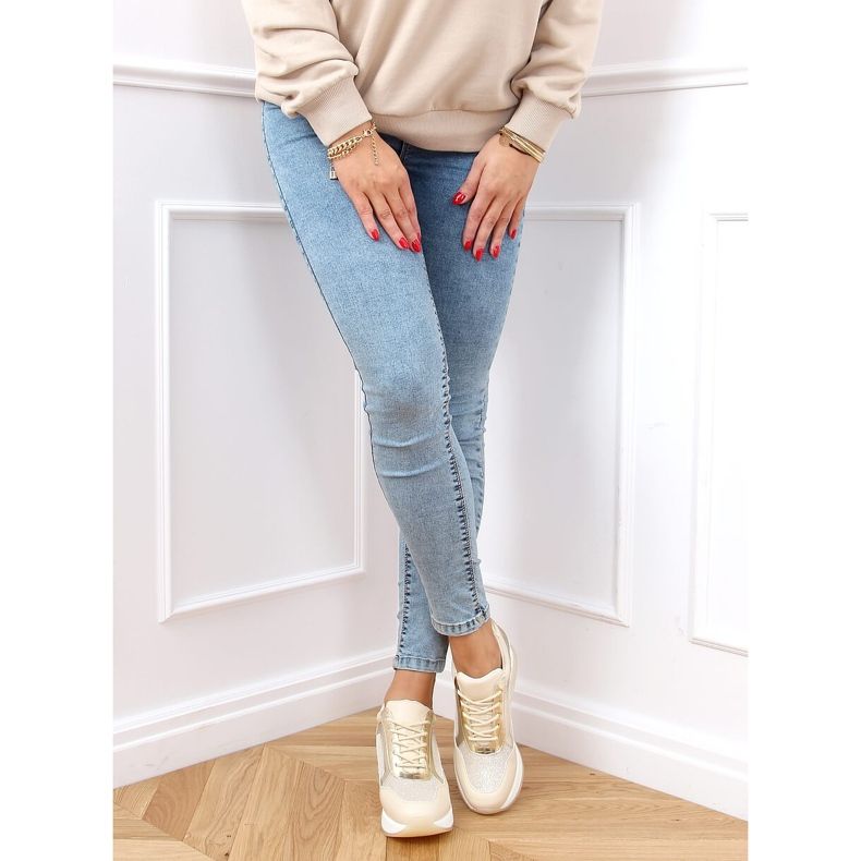 Sportschuhe auf einem versteckten Keil beige und gold RQ288 Beige golden 2