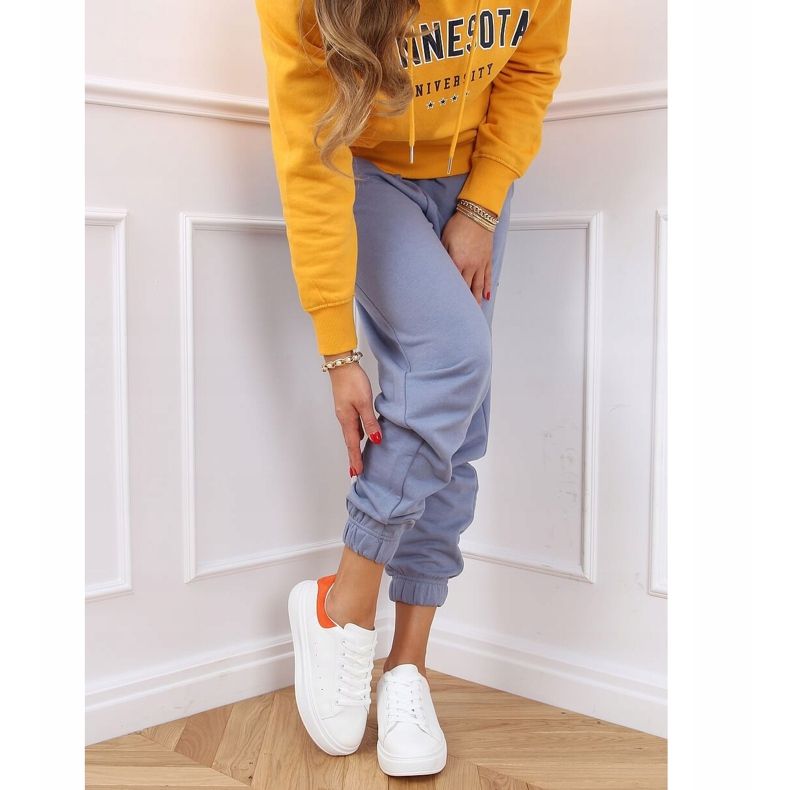 Weiße und orangefarbene Sneakers für Damen A88-63 Orange 2