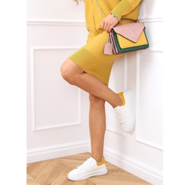 Weiße und gelbe Sneakers für Damen A88-63 Gelb 1