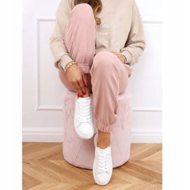 Weiße und rosafarbene Turnschuhe für Damen A88-63 Pink 1