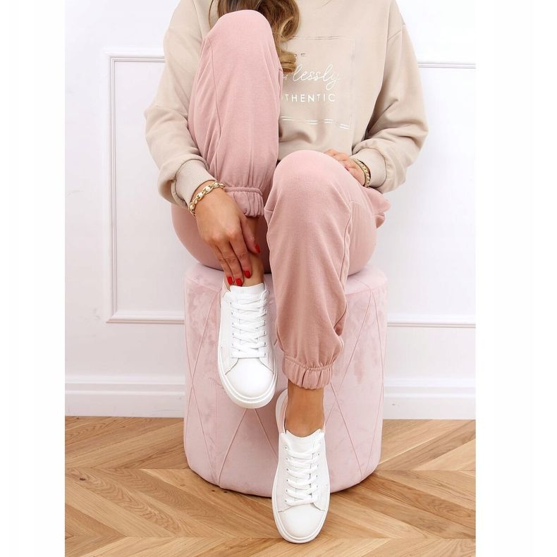 Weiße und rosafarbene Turnschuhe für Damen A88-63 Pink 1