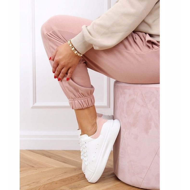 Weiße und rosafarbene Turnschuhe für Damen A88-63 Pink 2