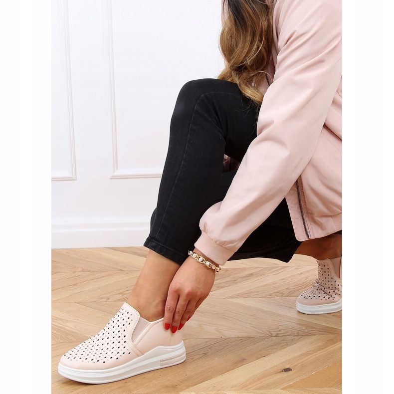 Pink Sneakers Slip on Keilabsatz HY-251 Pink rosa 1