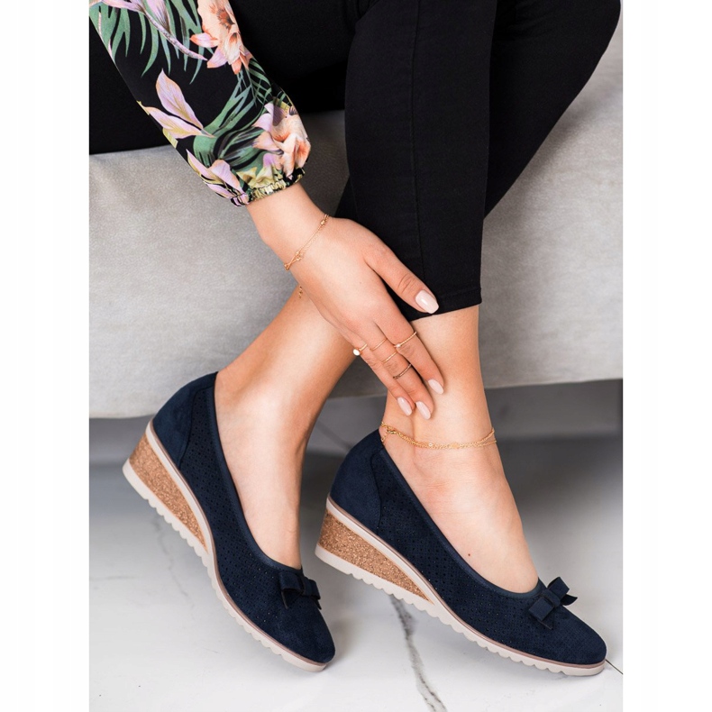 Vinceza Durchbrochene Keilpumpen navy blau 1