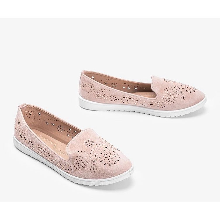 Rosa durchbrochene Loafer mit Brianna Zirkonia 1