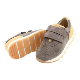 Leder Jungen Freizeitschuhe Mazurek 1362 Velcro braun gelb 2