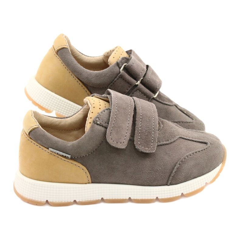 Leder Jungen Freizeitschuhe Mazurek 1362 Velcro braun gelb 4
