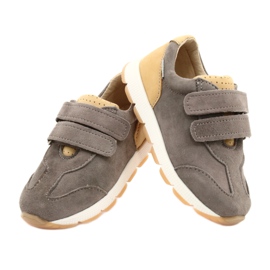 Leder Jungen Freizeitschuhe Mazurek 1362 Velcro braun gelb 3