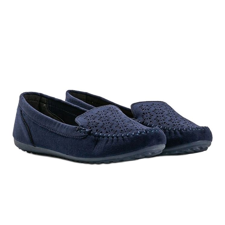Marineblaue Loafer mit durchbrochener Spitze Frida 1