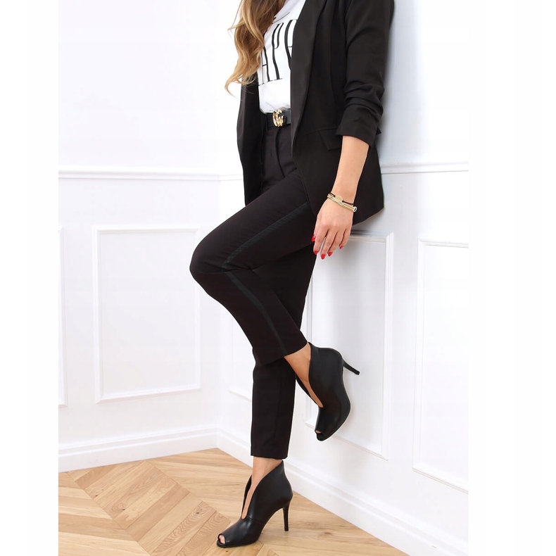 Schwarze Stiefel mit offener Spitze 9501 Schwarz 1