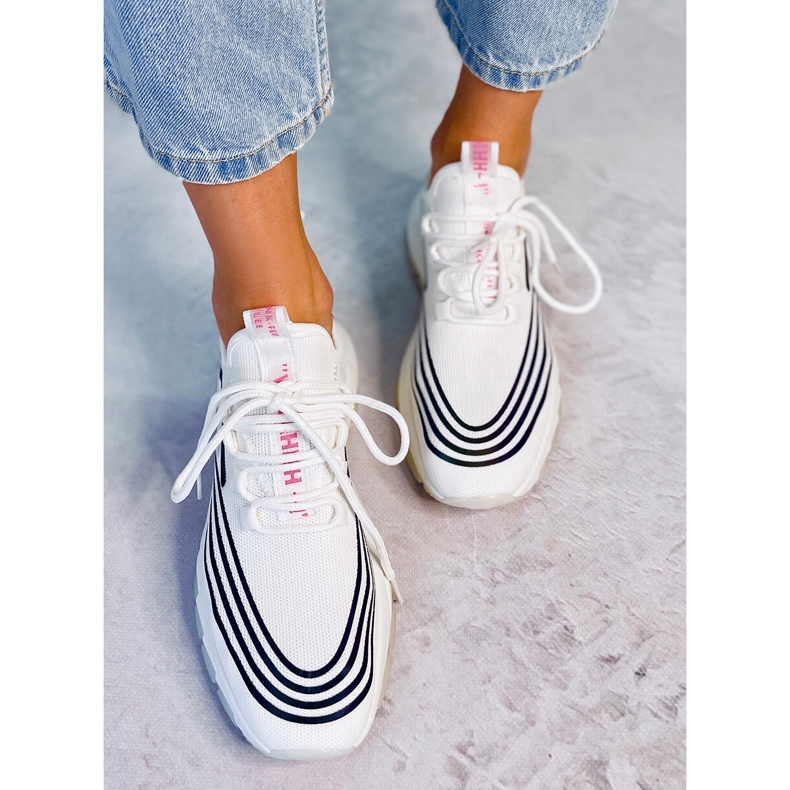 Weiße Sportsocken BX1820-SP WEISS / SCHWARZ 2