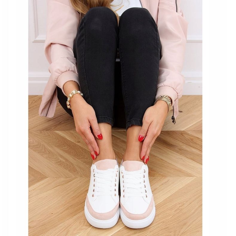 Weiße Damen-Sneakers 6110 Pink 1