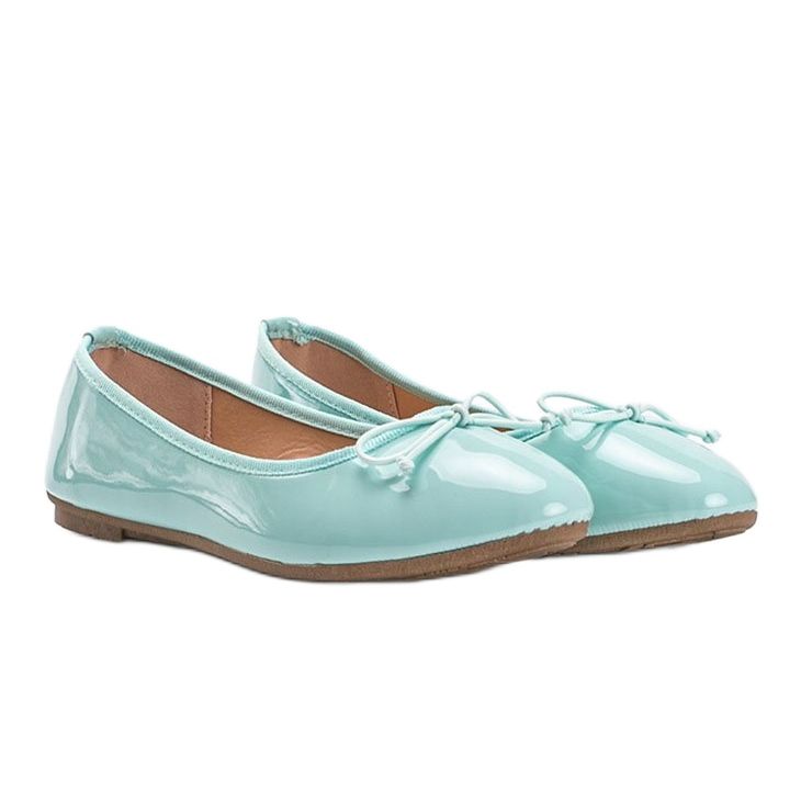 Grün lackierte Ballerinas mit Lesley-Schleife 1