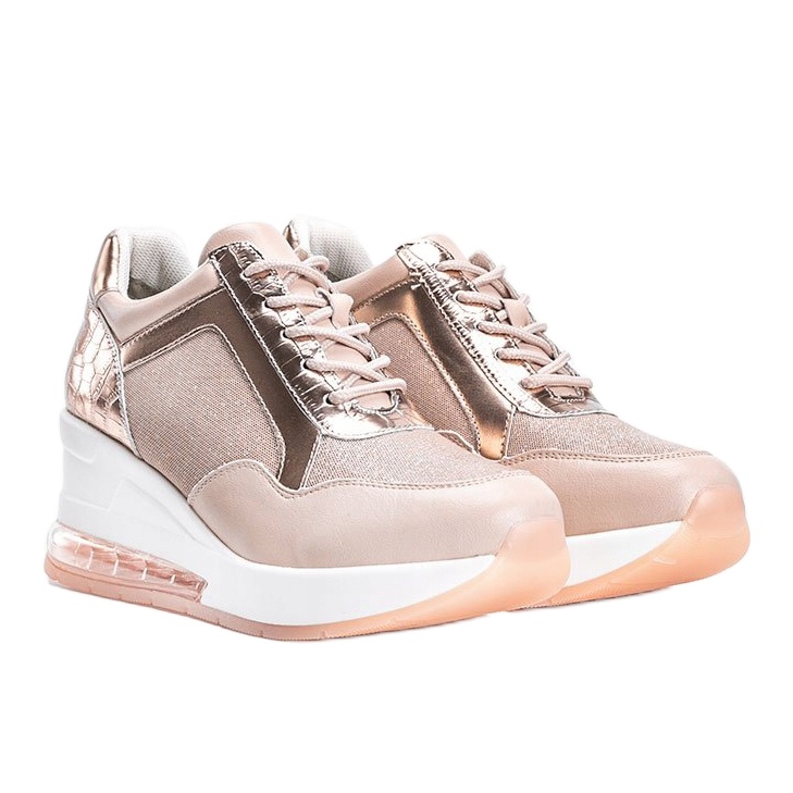 Rotgoldene Sneaker auf dem Jimena Wedge rosa 1
