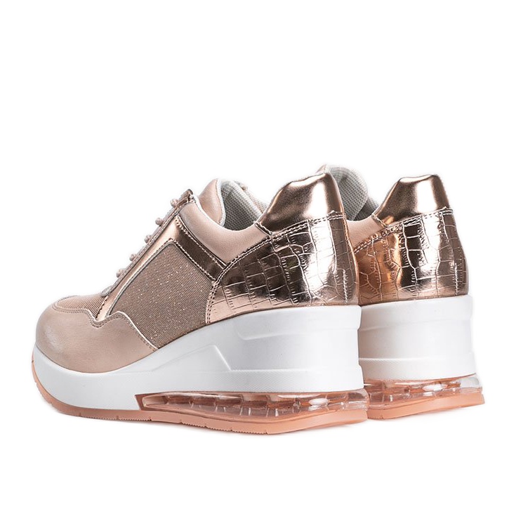 Rotgoldene Sneaker auf dem Jimena Wedge rosa 2