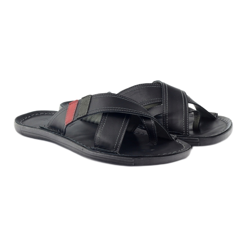 Herren-Leder-Flip-Flops Badura 2893 schwarz rot 4