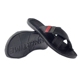 Herren-Leder-Flip-Flops Badura 2893 schwarz rot 3
