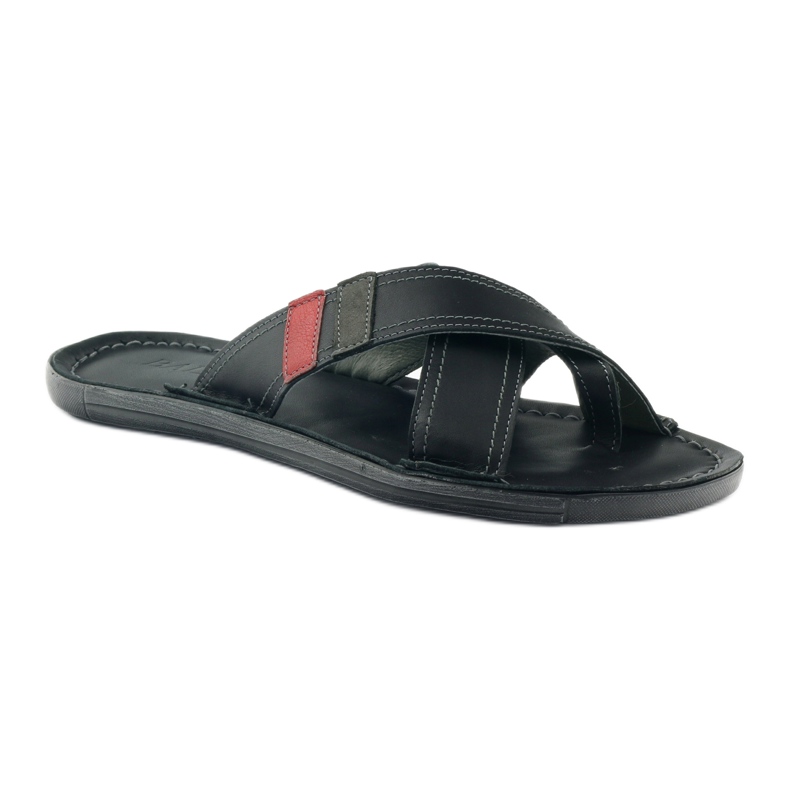 Herren-Leder-Flip-Flops Badura 2893 schwarz rot 1