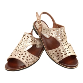 M.Daszyński Durchbrochene goldene Sandalen MR1583-34 3