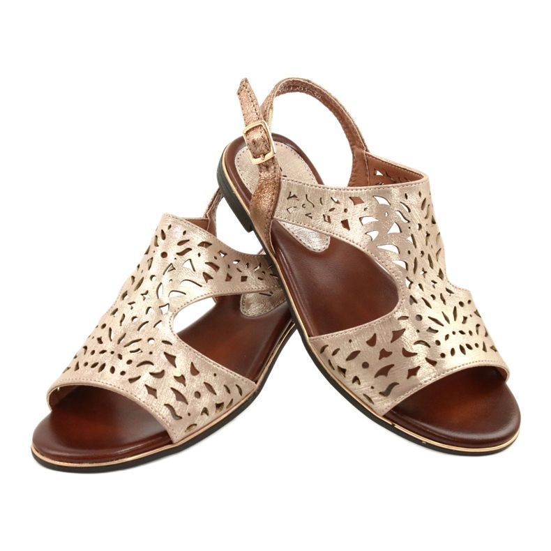 M.Daszyński Durchbrochene goldene Sandalen MR1583-34 3