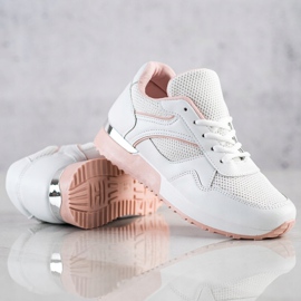 SHELOVET Stylische Sneaker für den Frühling weiß rosa 1