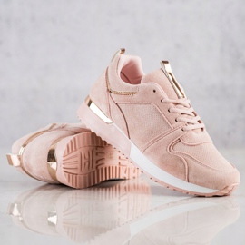 SHELOVET Sneakers aus gepudertem Wildleder rosa 1