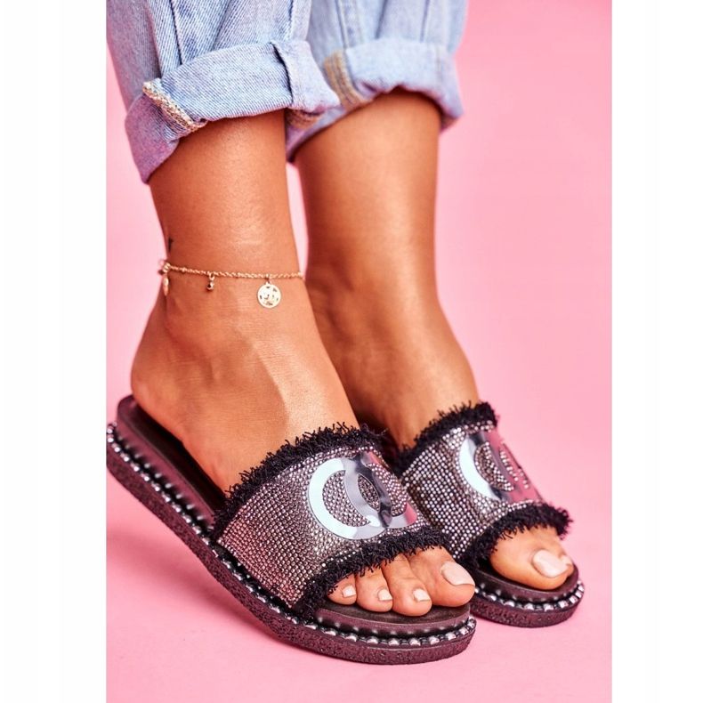 PS1 Flip-Flops mit Kristallen auf der Black Candy Man-Plattform schwarz 2