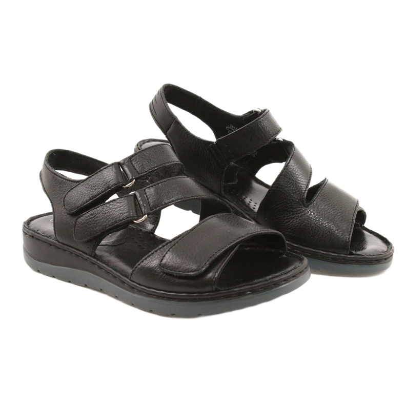 Caprice Bequeme Ledersandalen mit Klettverschluss 28152-26 schwarz 4