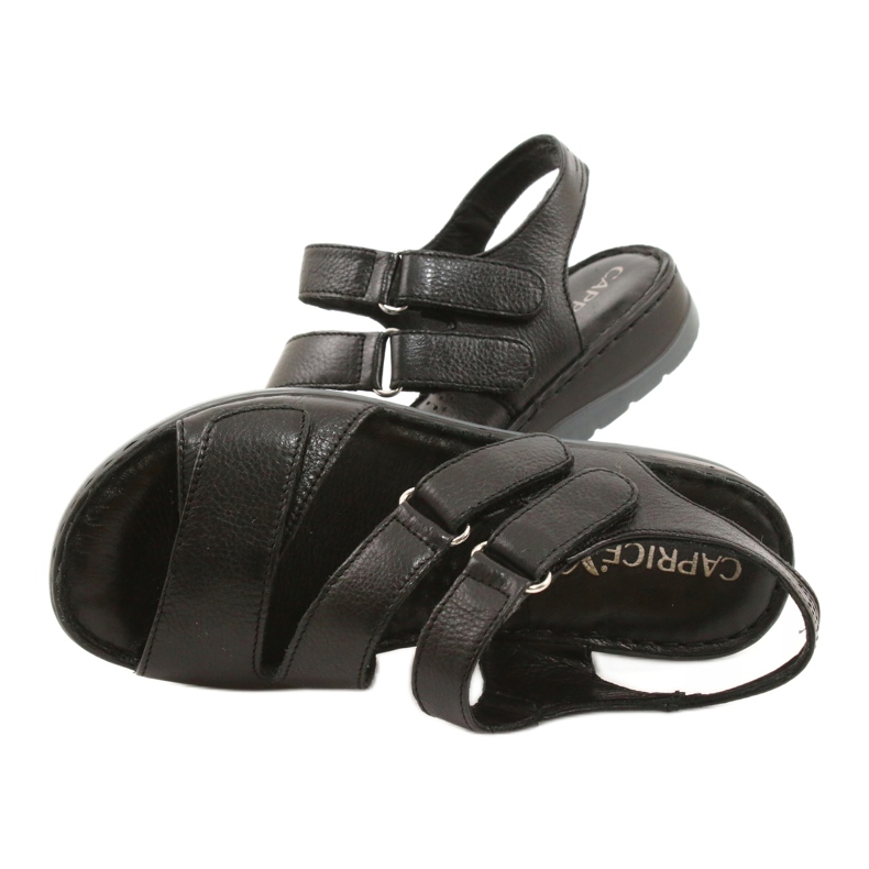Caprice Bequeme Ledersandalen mit Klettverschluss 28152-26 schwarz 3