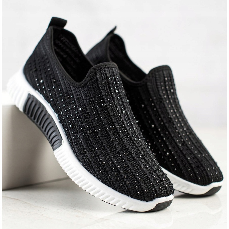 SHELOVET Slipons mit Kristallen schwarz 1