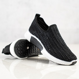 SHELOVET Slipons mit Kristallen schwarz 2