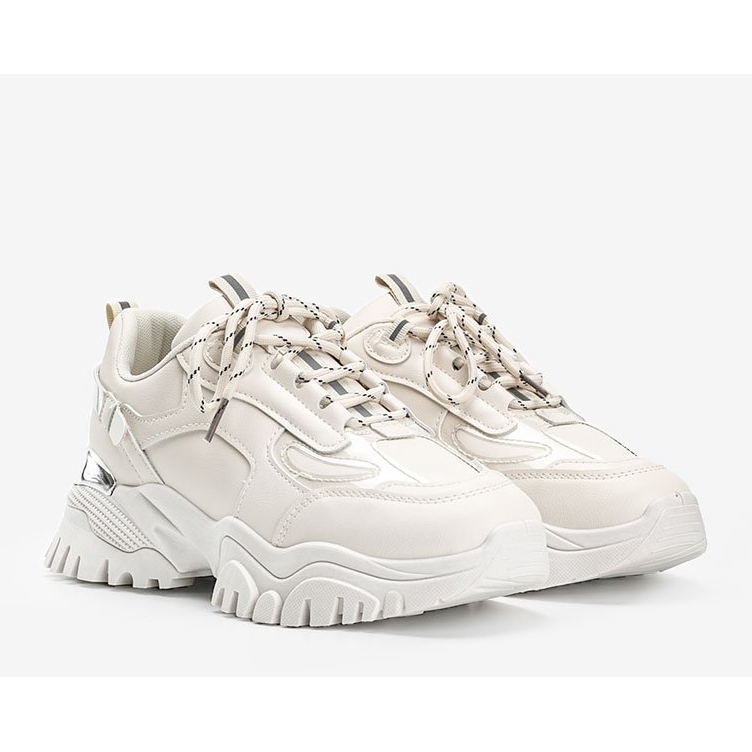 Beige Sneaker mit metallischen Ansley-Einsätzen 1