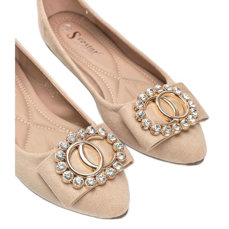 Rote Ballerinas mit Ciara-Schnalle beige 1