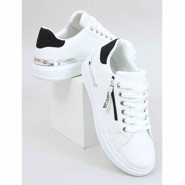 Weiße Damen Sneaker F006 WEISS / SCHWARZ 1