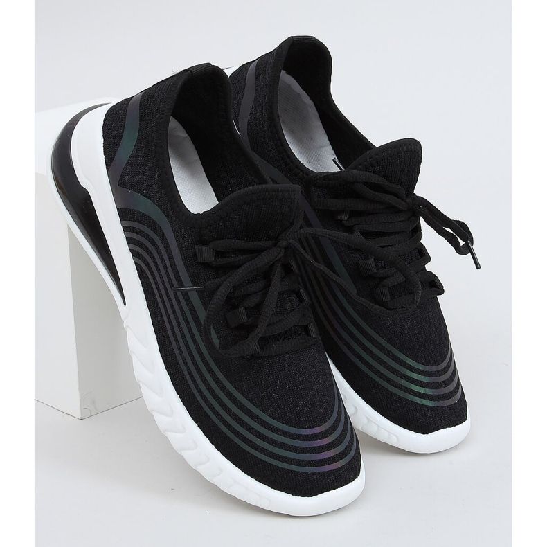 Schwarz 3436 Schwarze Socken Sportschuhe 1