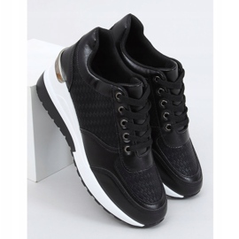 Schwarz MY-2717 Schwarze Sportschuhe mit verstecktem Keilabsatz 1