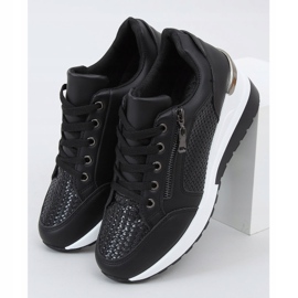 Schwarz MY-2716 Schwarze Sportschuhe mit verstecktem Keilabsatz 1