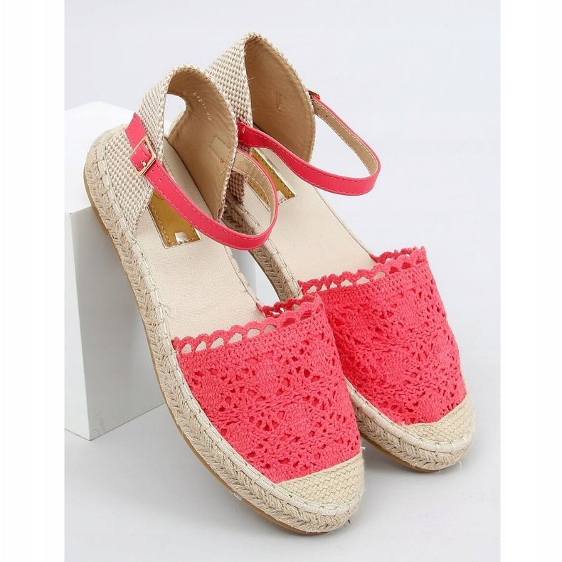 Espadrilles aus Spitze Himbeere LX201 Rot rosa 1