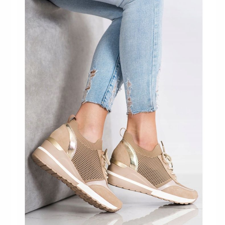 VINCEZA Sneakers mit Lochmuster beige 2