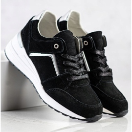 Filippo Schwarze Sportschuhe aus Leder 1