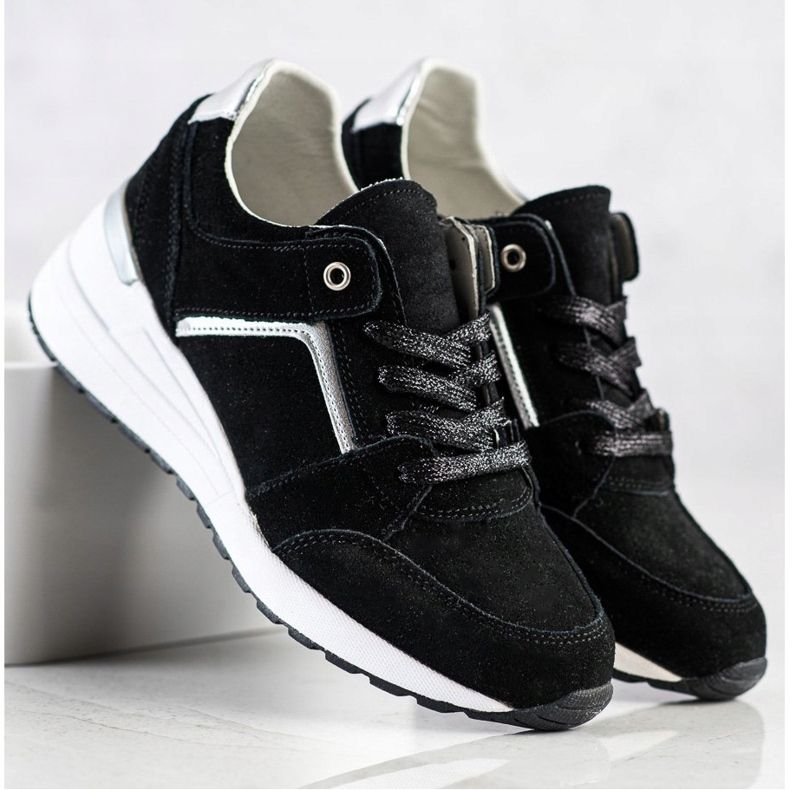 Filippo Schwarze Sportschuhe aus Leder 1