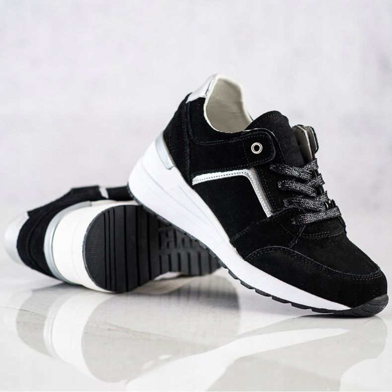 Filippo Schwarze Sportschuhe aus Leder 2