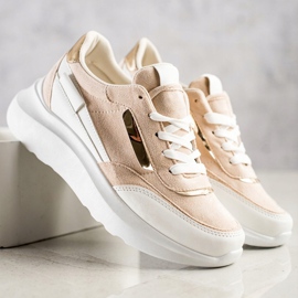 SHELOVET Stylische Wildleder-Sneakers beige weiß 1